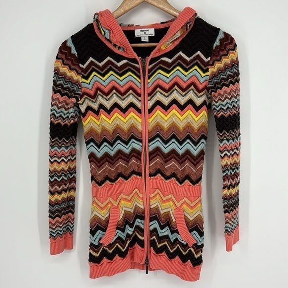 Missoni For Target Multicolor V Neck ZigZag Full-Zip Cardigan Sweater Size Lg - Picture 2 of 9